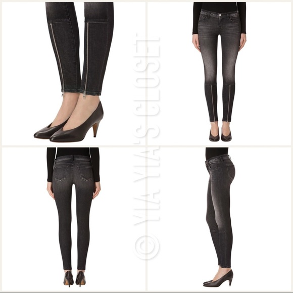 J Brand SZ 23 Women's 620 Zip-Hem Super-Skinny Jeans in Black Heath NEW - Picture 6 of 11